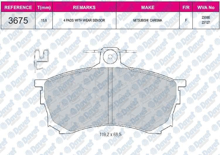 FERBE 29600 Fren Balatasi On Wva 23080 Carisma +Abs 1.6 Tum Modeller 95->